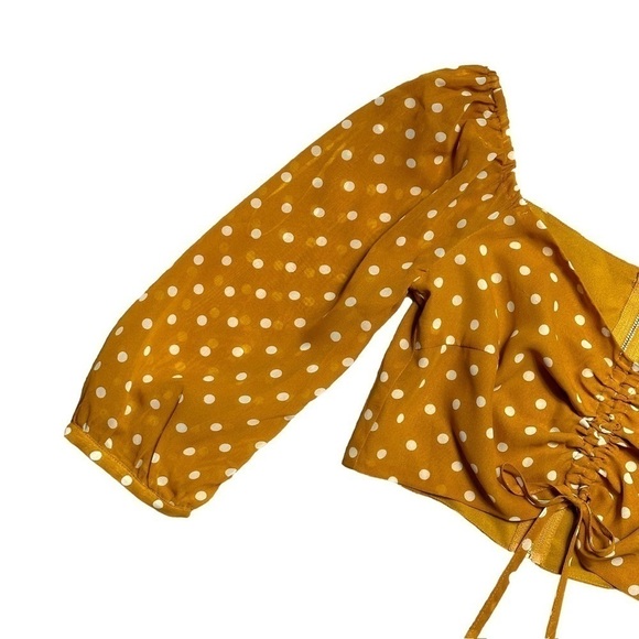 Re:named Off the Shoulder Puffy Mid Sleeve Tan Crop Top | U.S. Woman’s Medium - Picture 3 of 8